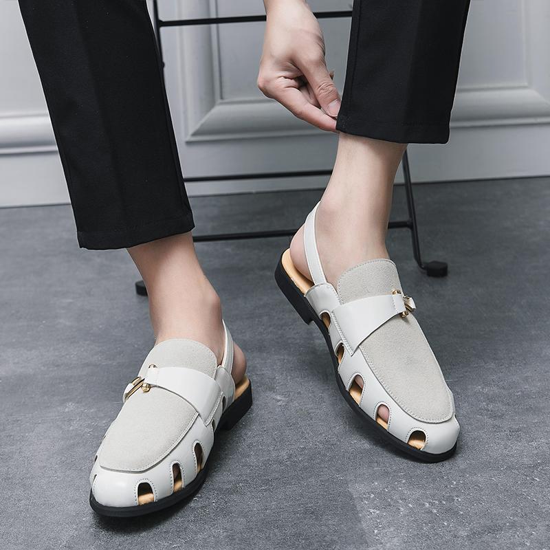 Fashion Stylish Man Breathable Hollow Out Sandals Summer Beach Shoes Male Leisure Outwear Sandals Soft Sole Anti Slip Men Comfy Slippers