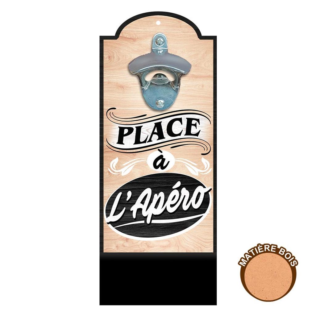 Les Trésors De Lily [A2421] - Деревянная настенная открывалка для бутылок 'Place à l'Apéro' бежевого цвета - 30x12 см