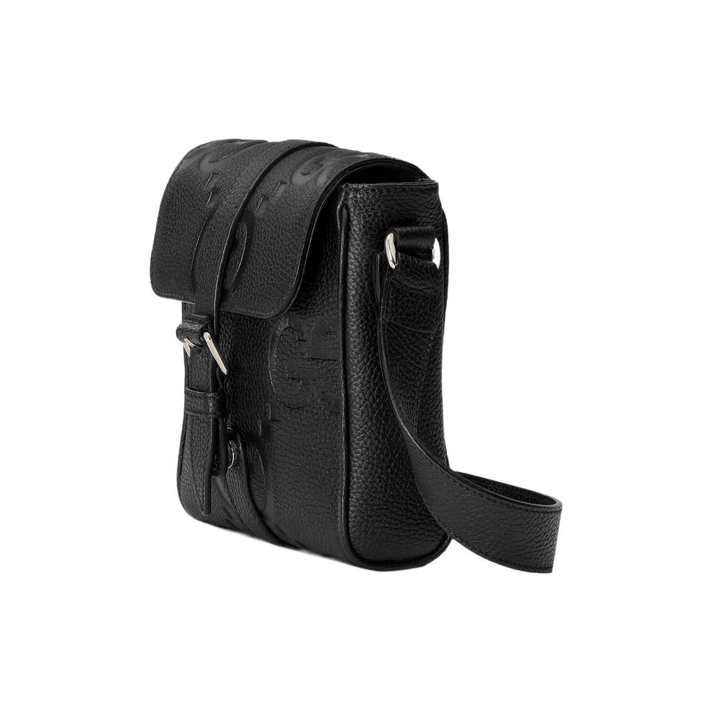 Gucci Большая сумка-мессенджер с логотипом Jumbo GG Super Double G, регулируемым плечевым ремнем, магнитной застежкой, мужская сумка на плечо, черная 760235-AABY0-1000