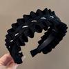 Wide Women Hair Hoop Rhinestone Wrinkle Headband Luxury Black Hairband  Party
