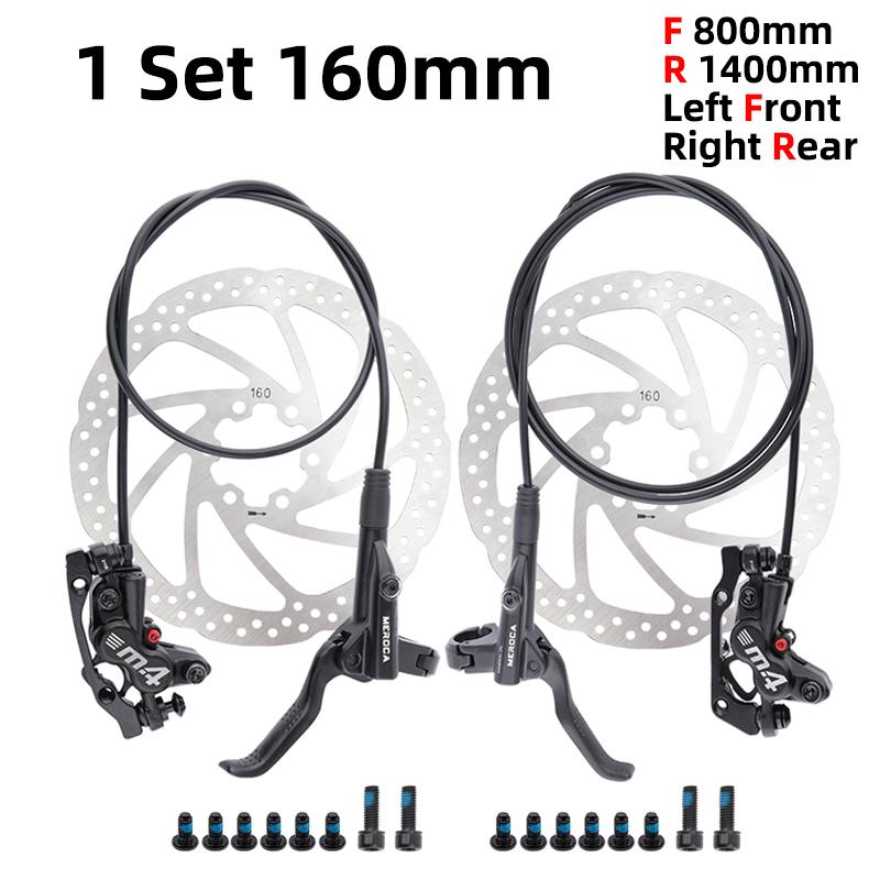 MEROCA M4 4-Pistons MTB Hydraulic Disc Brake 800/1400mm Bicycle Oil Brake with Safety Features and Rotor Parts for Bicycles
