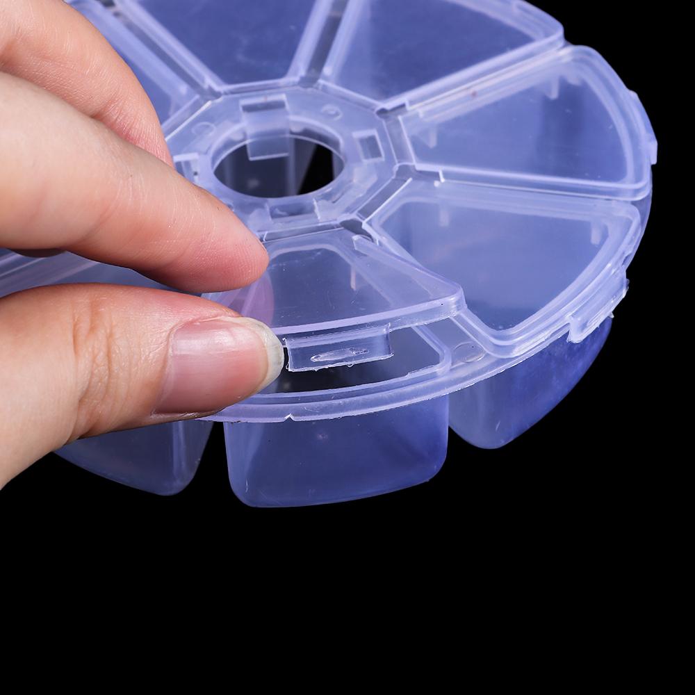 Fashion Organizer Transparent Nail Art Rhinestones Case Jewelry Container Empty Storage Box 8 Grids