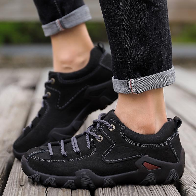 Модные мужские походные ботинки на шнуровке весна-осень натуральная кожа для активного отдыха мужские спортивные походные горные спортивные туфли