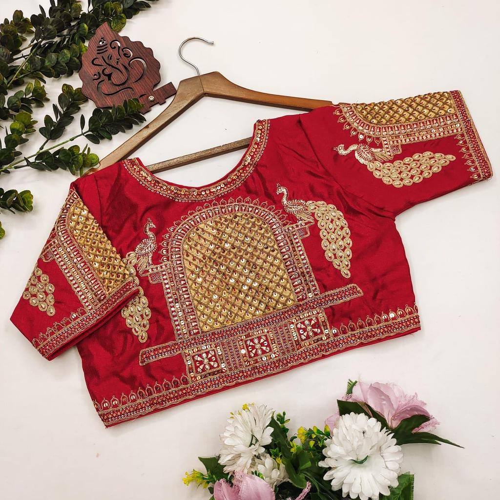 Тяжелая свадебная блузка для невесты| Блузка для ношения с сари (размер 46RU, размер блузки можно увеличить до 52RU)