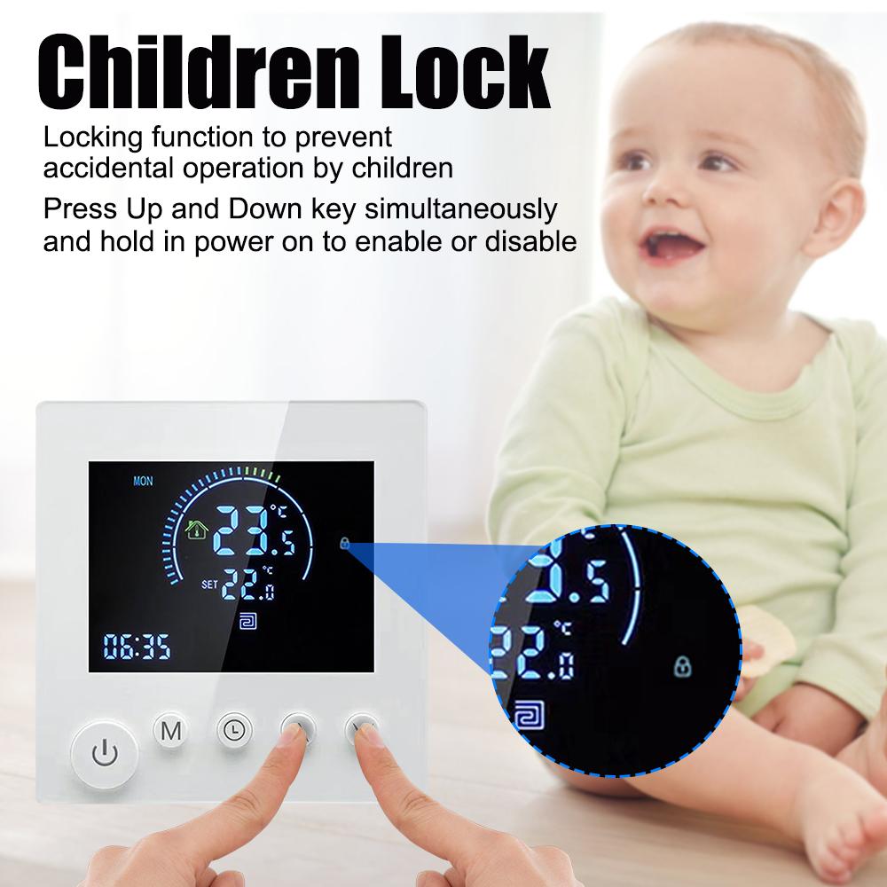 Программируемый умный настенный термостат NTC Сенсор ЖК-дисплей Сенсорная кнопка Электрический подогрев Теплый пол