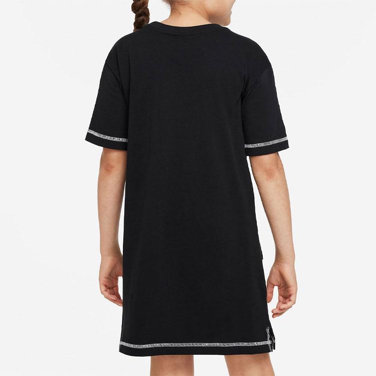 Nike Детское платье с логотипом, круглым вырезом и короткими рукавами, черное DO7168-010