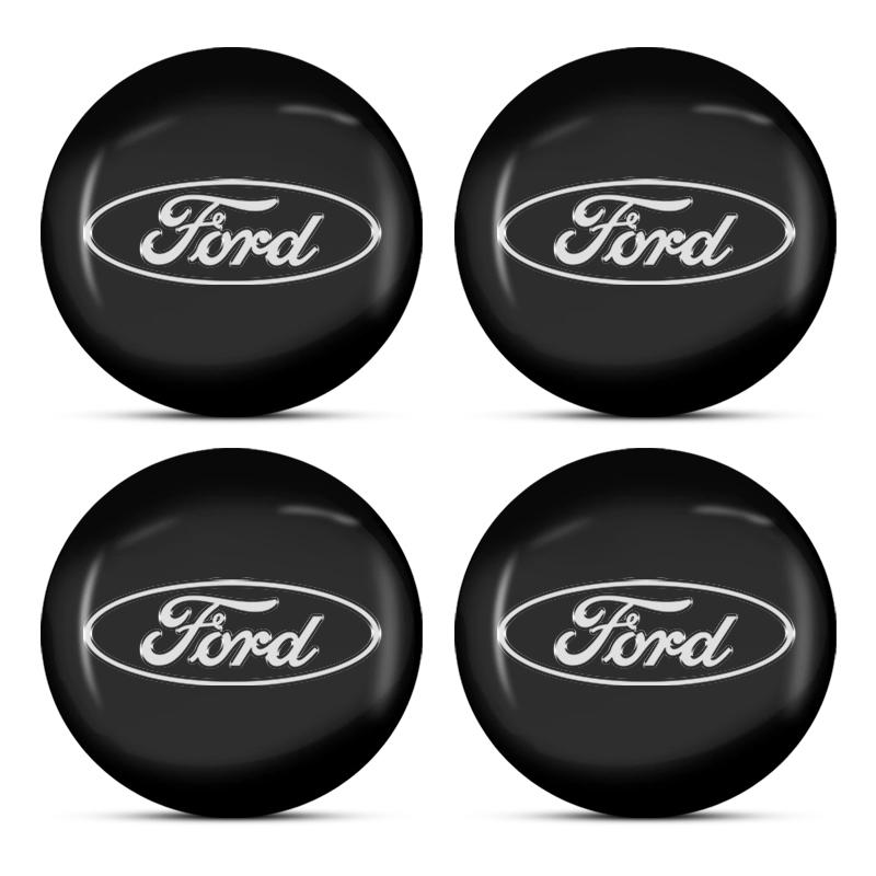 Комплект из 4 черных 56-мм колпаков ступицы колеса с эмблемой Ford для различных моделей