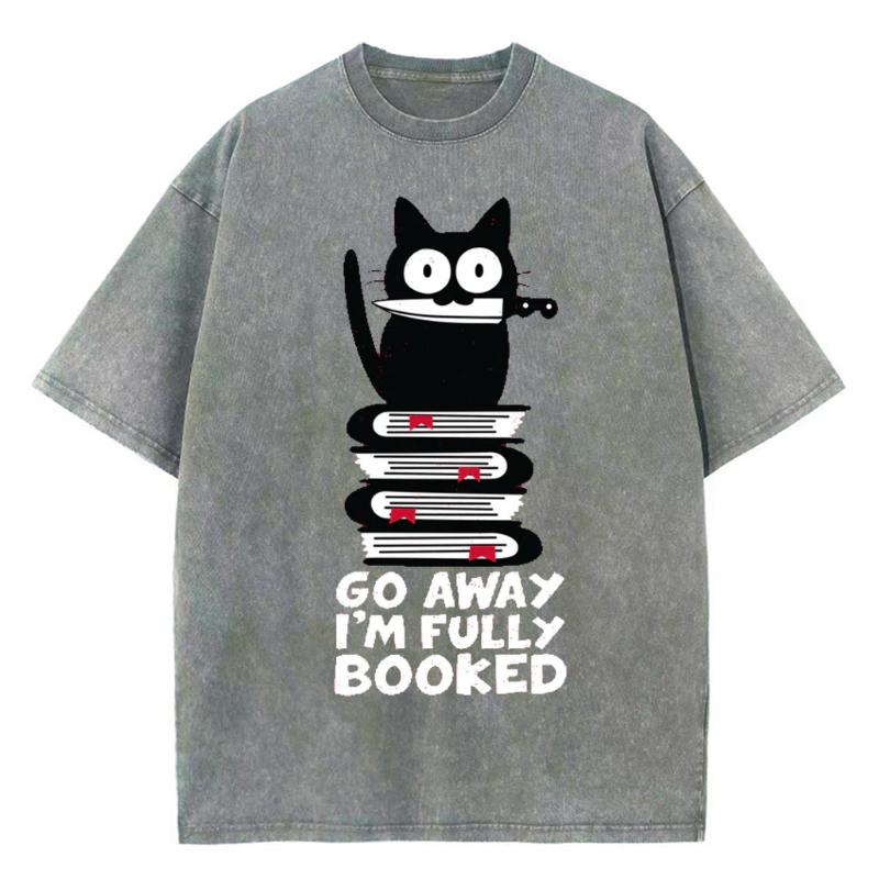 Летняя распродажа, женская футболка с принтом «Черная кошка» из выстиранного денима, хлопковая свободная футболка с коротким рукавом, студенческий топ высокого качества, милый