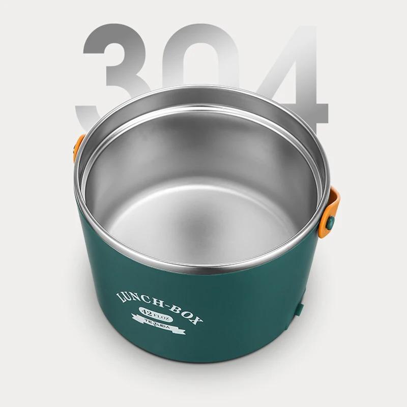 Портативный ланч-бокс с электроподогревом емкостью 1,2 л, из нержавеющей стали, контейнер для подогрева пищи, для офиса, автомобиля, пикника, рисоварки