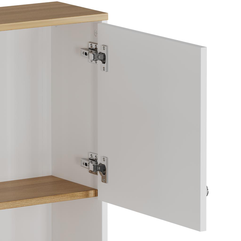 Stylish White Dining Room Sideboard with 2 Drawers and 4 Doors – Elegant Buffet for Kitchen, Living Room with Silver Handles and Storage Space