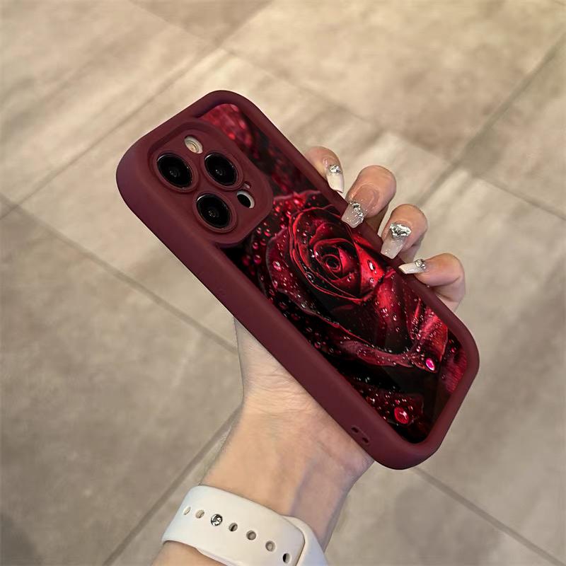 Элегантный чехол для телефона 'Капля Росы Роза' для iPhone 17 16 promax 15 14 Pro Max 13 12 11 X Xs XR 7 8 Plus SE Ударопрочный силиконовый чехол