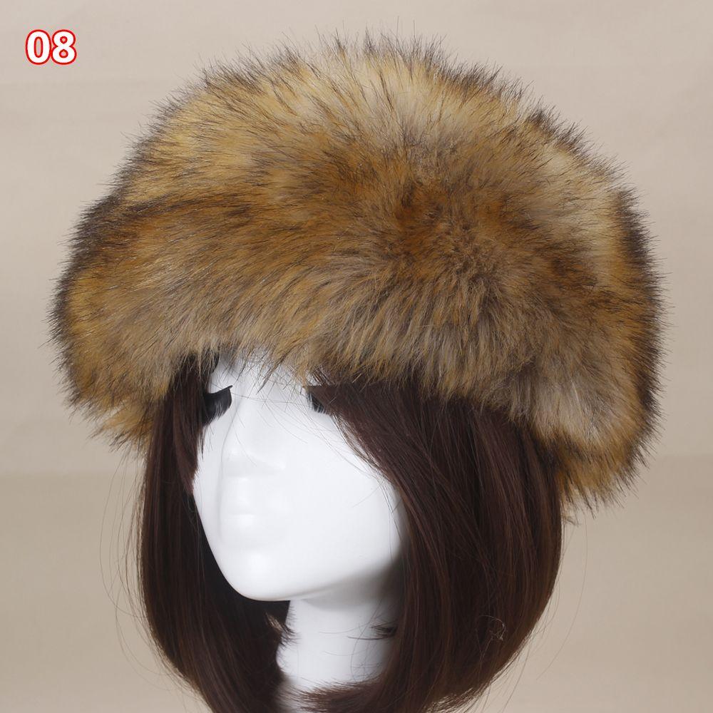 Outdoor Earwarmer Winter Thick Fluffy Faux Fur Women Russian Cap Headband Hat