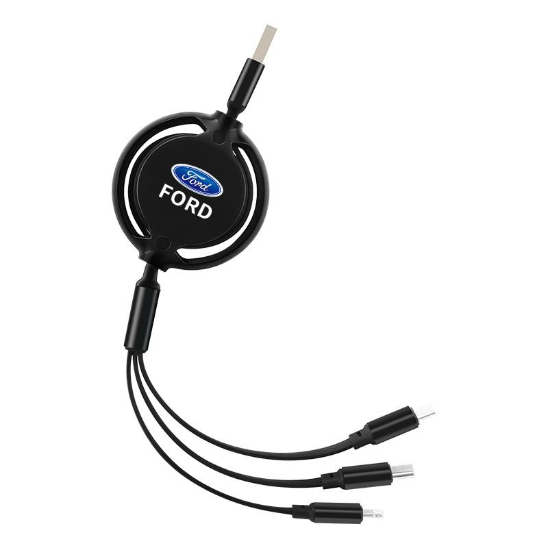 Car Sticker Hot Sell 3 In 1 Micro USB Type C Charger Cable Multi Usb Port Multiple Usb Charging Cord For Ford focus Fiesta EcoSp