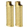 2PCS Lighter Case Cover Vintage Style Floral Stamped Zinc Alloy Shell for Lighter Protection