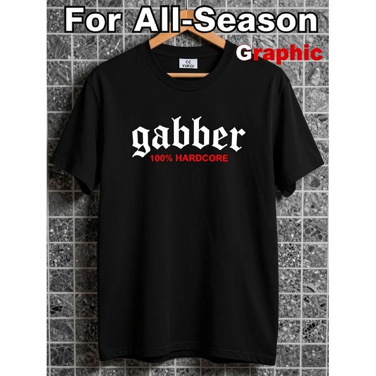 HARDCORE Men'S Gabber Graphic T-Shirt - Black with White Logo Streetwear Tee | Breathable Fit | Unisex Casual Short Sleeve Round Neck | All-Season