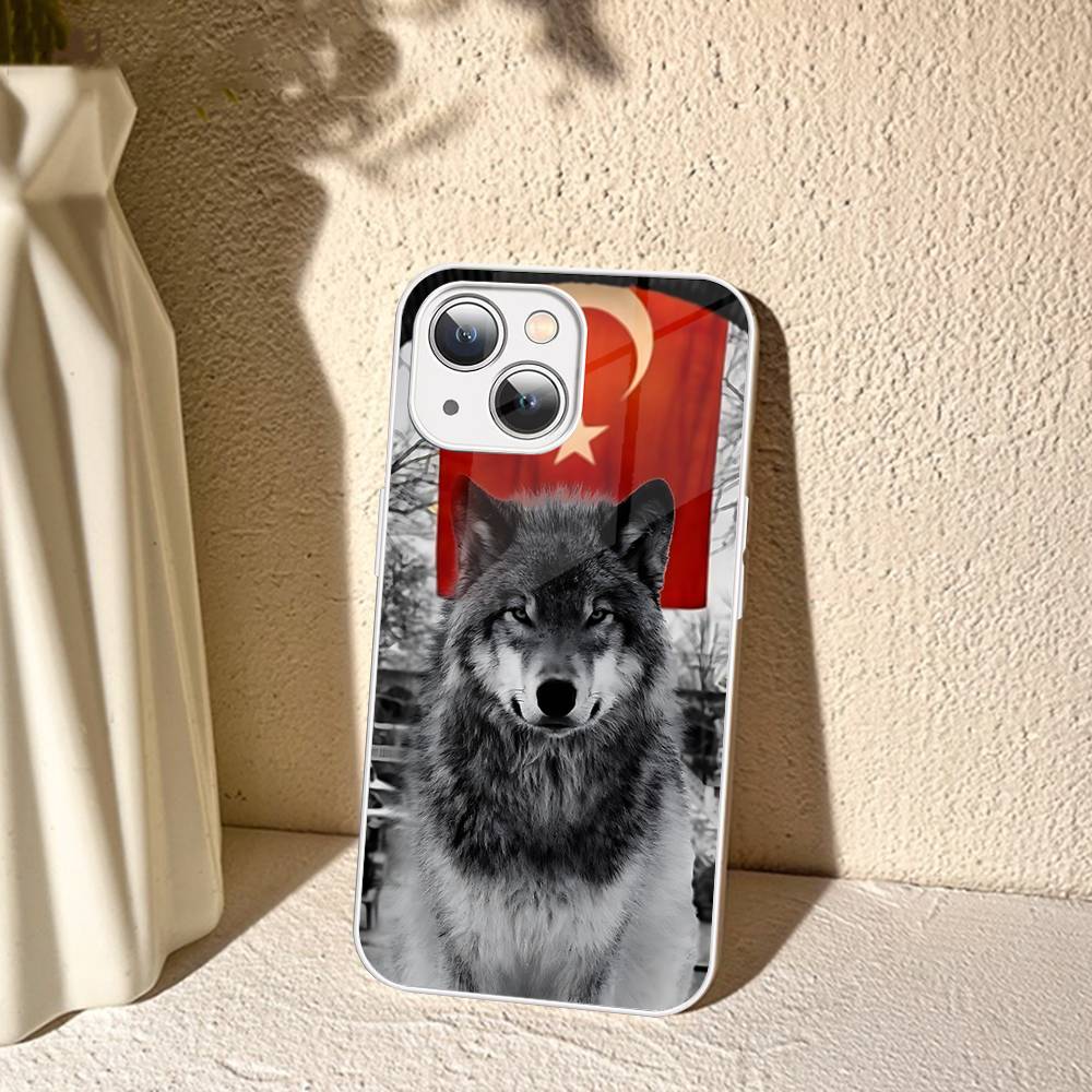 Чехол из закаленного стекла Turk Wolf Turkey Flag для IPhone 14 13 12 Mini 11 Pro XS Max X XR 14 Plus