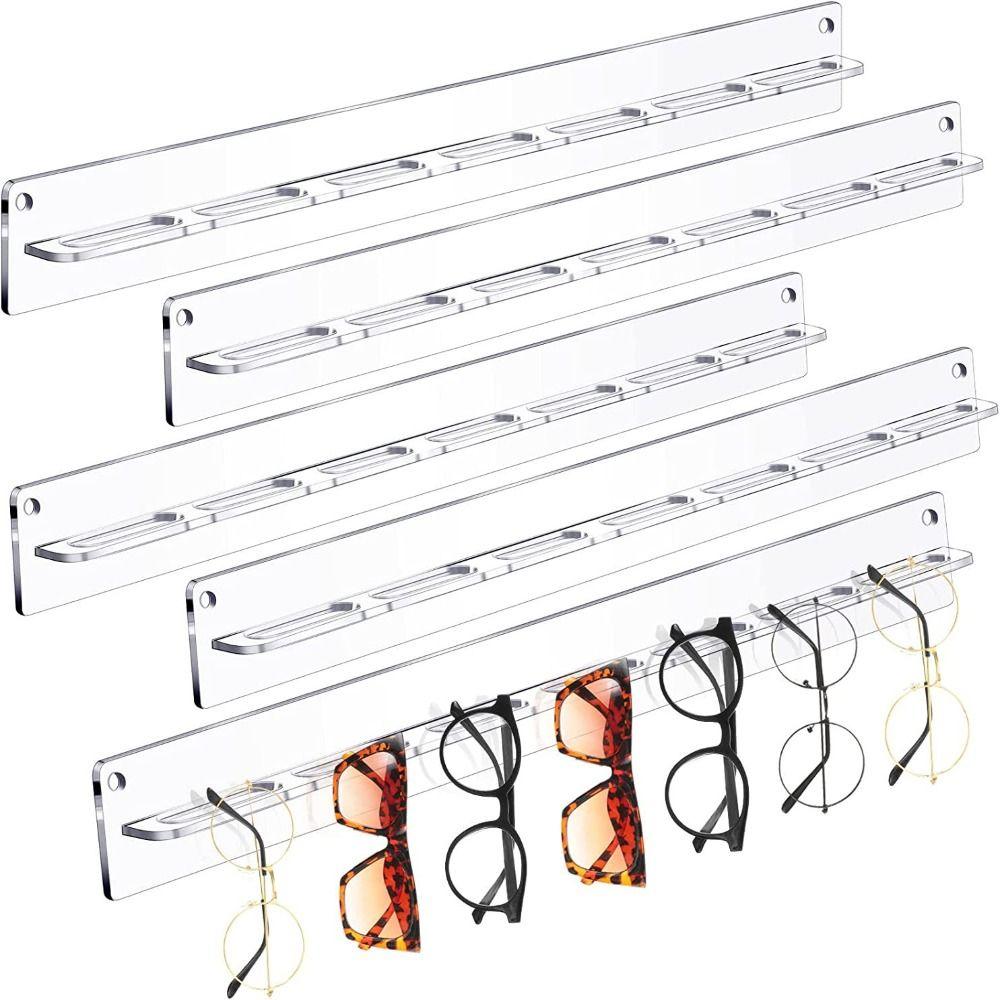 Modern 7 Holes Eyewear Display Rack Acrylic Wall Mounted Sunglasses Display Shelf Transparent Sunglasses Stand Home