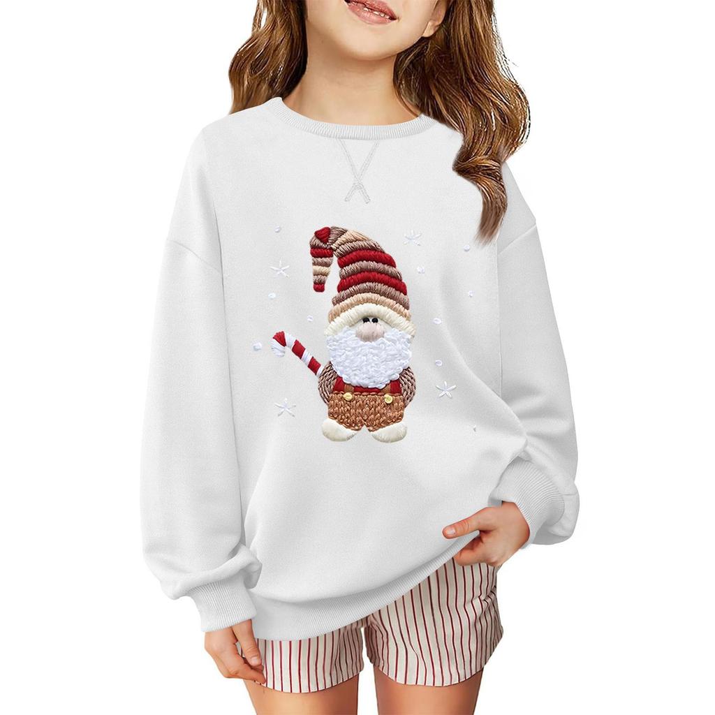 Children's Fashionable Casual Long-sleeved Loose Christmas Print Pullover Sweatshirt