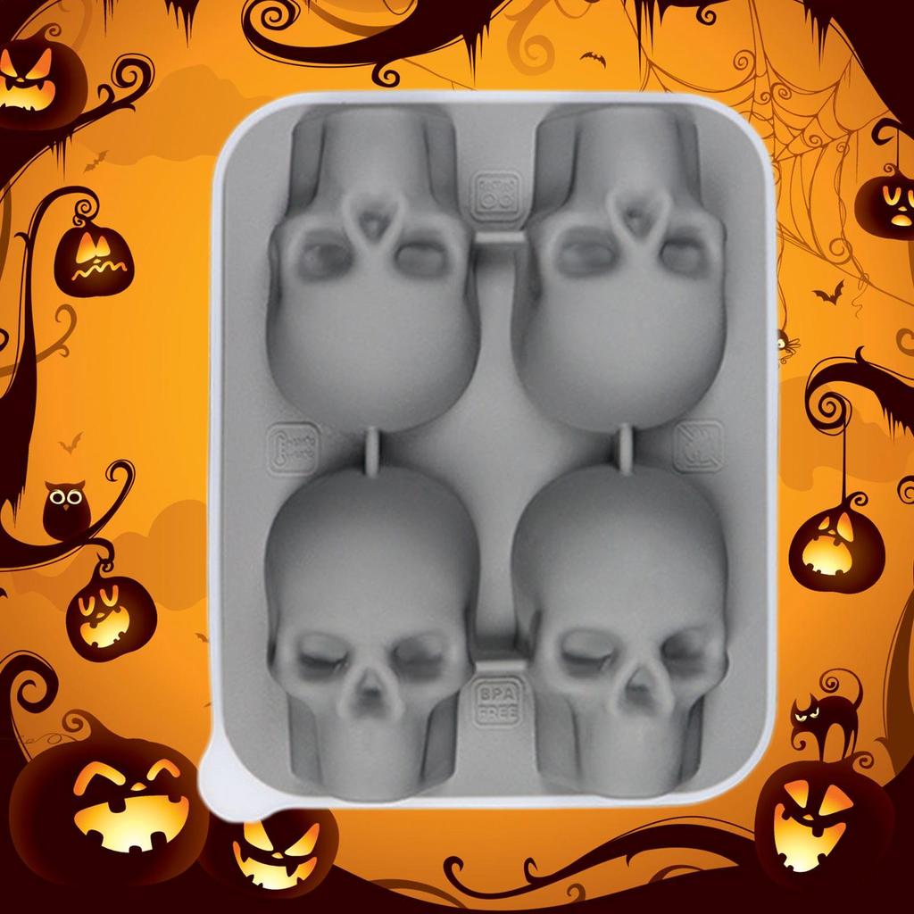 Силиконовая форма для ледяных шаров в виде черепа, гибкие подставки для кубиков льда, без BPA, подставки для льда для морозильной камеры, аппарат для изготовления ледяных шаров в виде головы черепа для коктейлей