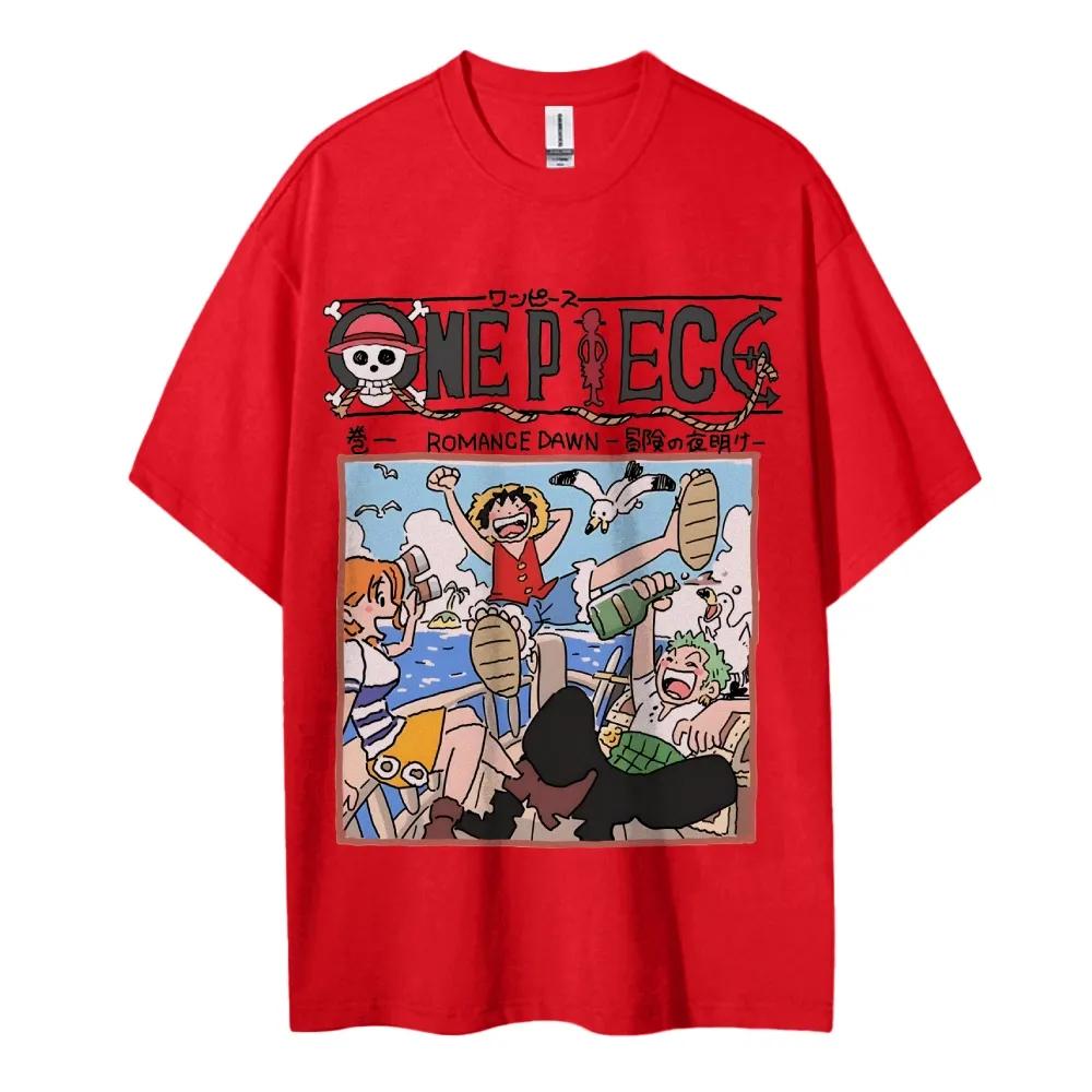 ONE PIECE Peripheral Products Mens 2026 Summer Casual Oversized Tee Breathable Cotton Daily Lounging and Comic Themed Parties