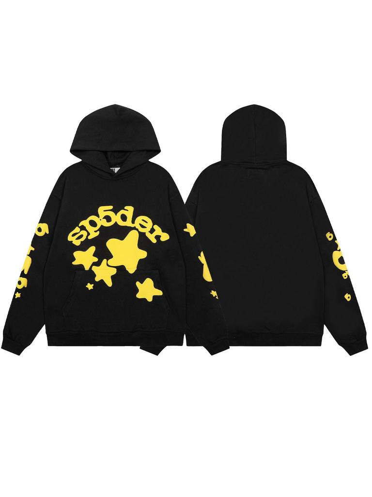 Американский тренд Sp5der5555 Худи из махровой ткани с рисунком паутины