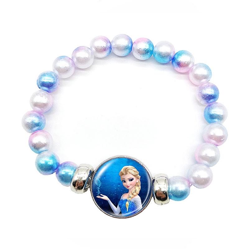 Браслет детский раздвижной с радужными бусинами «Холодное сердце» Эльза
