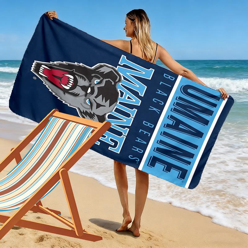 Maine Black Bears Print Beach Towel, Large Soft Quick Dry Towel for Beach Camping Swimming