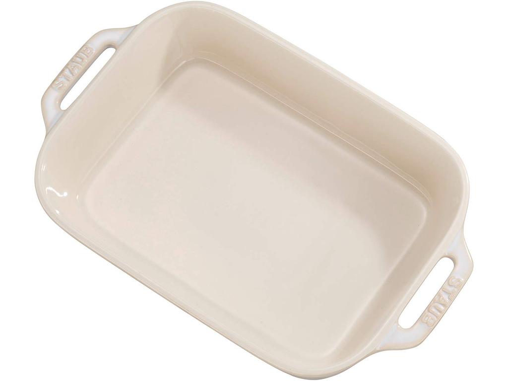 Staub Dish Ivory 27 X Ceramic Gratin Dish Oven Microwave Safe Japanese Dish "Rectangular 20cm" [Authorized Product] 40511-883