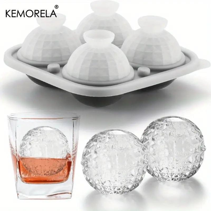 3D Silicone Crystal Spherical Ice Cube Mold With Funnel Mold Spherical Silicone Ice Cube Mold for Cocktail Whiskey Drink Brandy 6