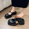 Thick-soled Thick-heeled Bag Head Half Slippers for Women's Outer Wear 2025 New Spring, Summer and Autumn Versatile Mary Jane Cool Slippers for Women