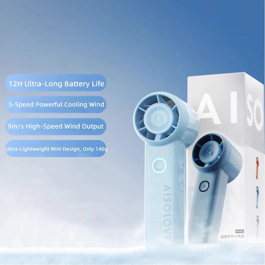 Handheld Fan, Portable Mini High-Speed USB Fan, Turbine Air Concentrator, Energy-Saving Electric Fan, Long Battery Life, Blue