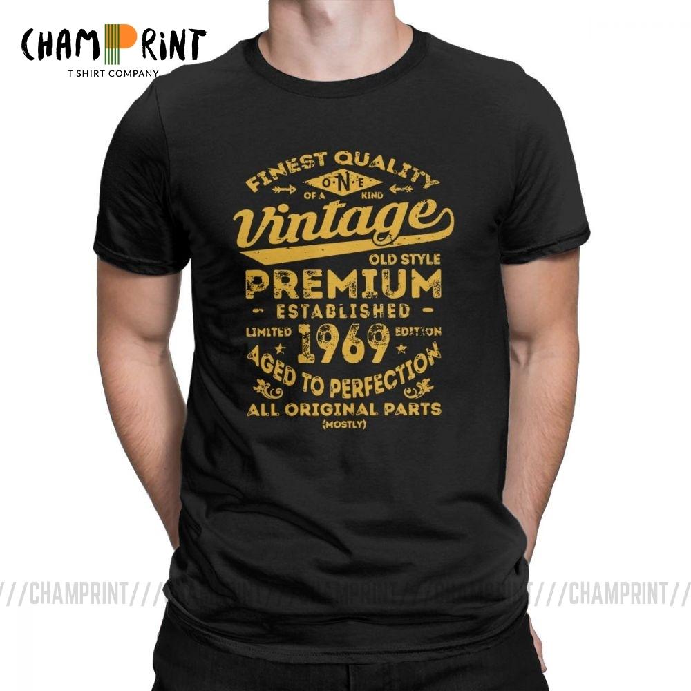 Vintage 1969 Birthday Gift Idea 50 Years Old 50th Birthday Gift TShirt for Male Oneck Cotton T Shirt Funny Clothing Plus Size