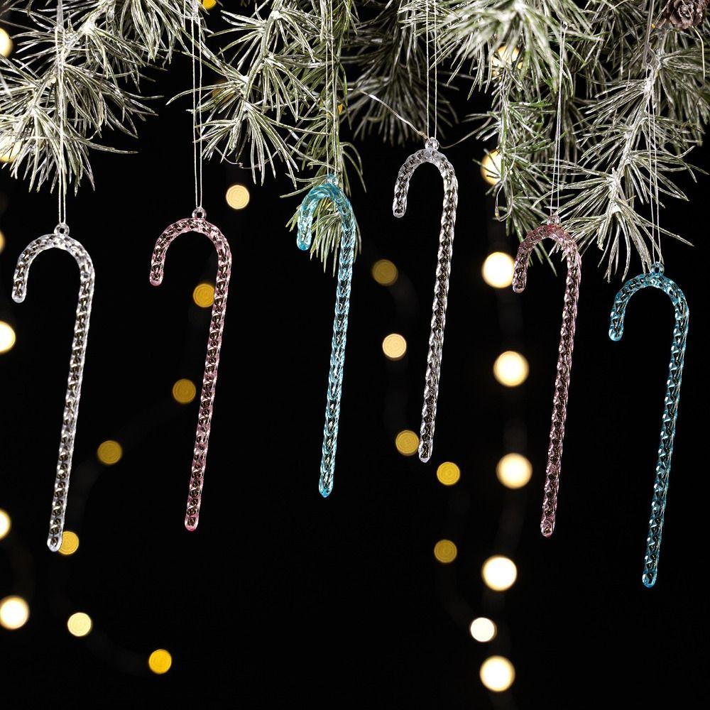 Transparent Acrylic Snowflakes Shatterproof Icicle Pendants Ice Strip Xmas Tree Ornaments New Year