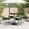 5 Piece Garden Bar Set with Cushions Black Poly Rattan