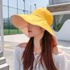 Wide Brim Sun Hat Women Anti-Uv Protection Hiking Fisherman Cap Fold Summer Solid Beach Hat Double Sided Sun Hat
