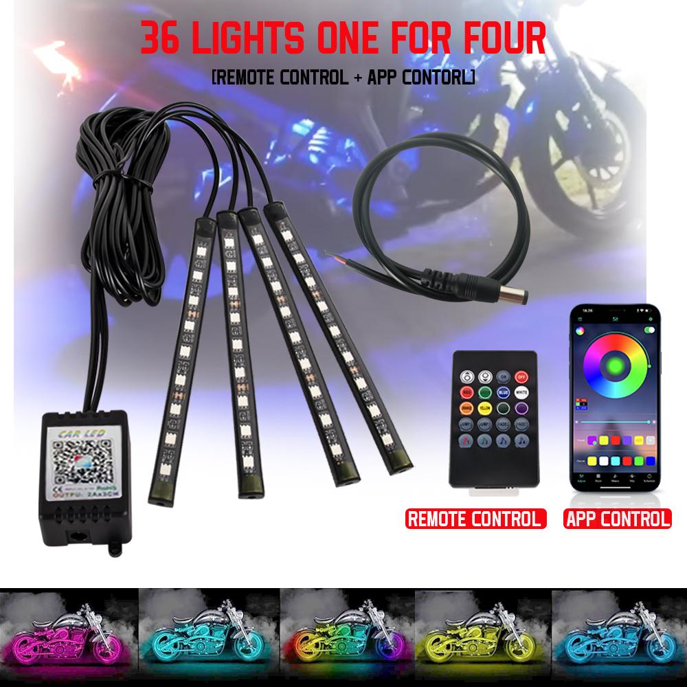 RGB LED Atmosphere Ambient Light Kit Remote APP Control Flexible Waterproof Neon Strip For Car Motorcycle Decorative Lamp 12V