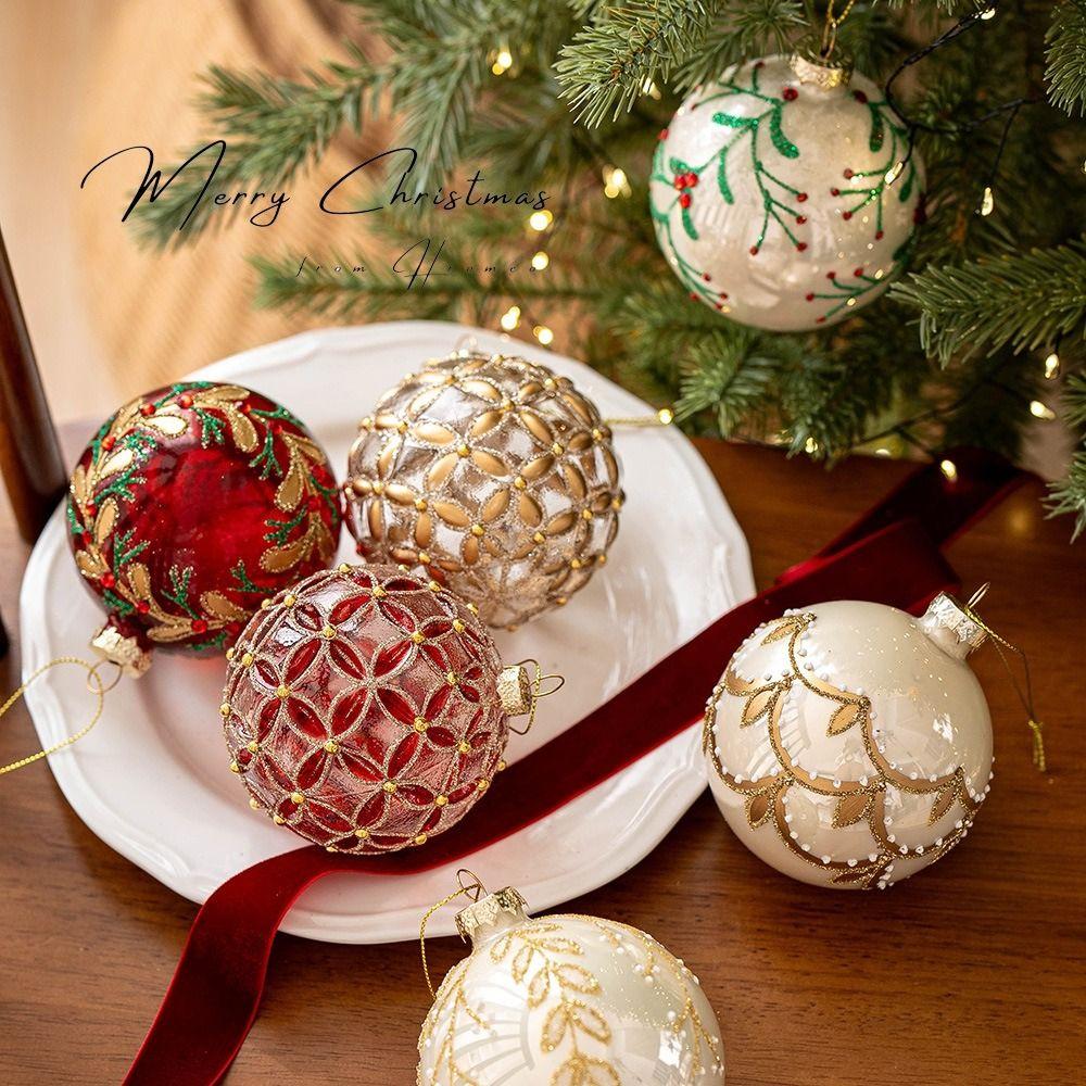 Korean Style Christmas Glass Balls 8cm Christmas Tree Pendants Multicolor Christmas Ball New Year