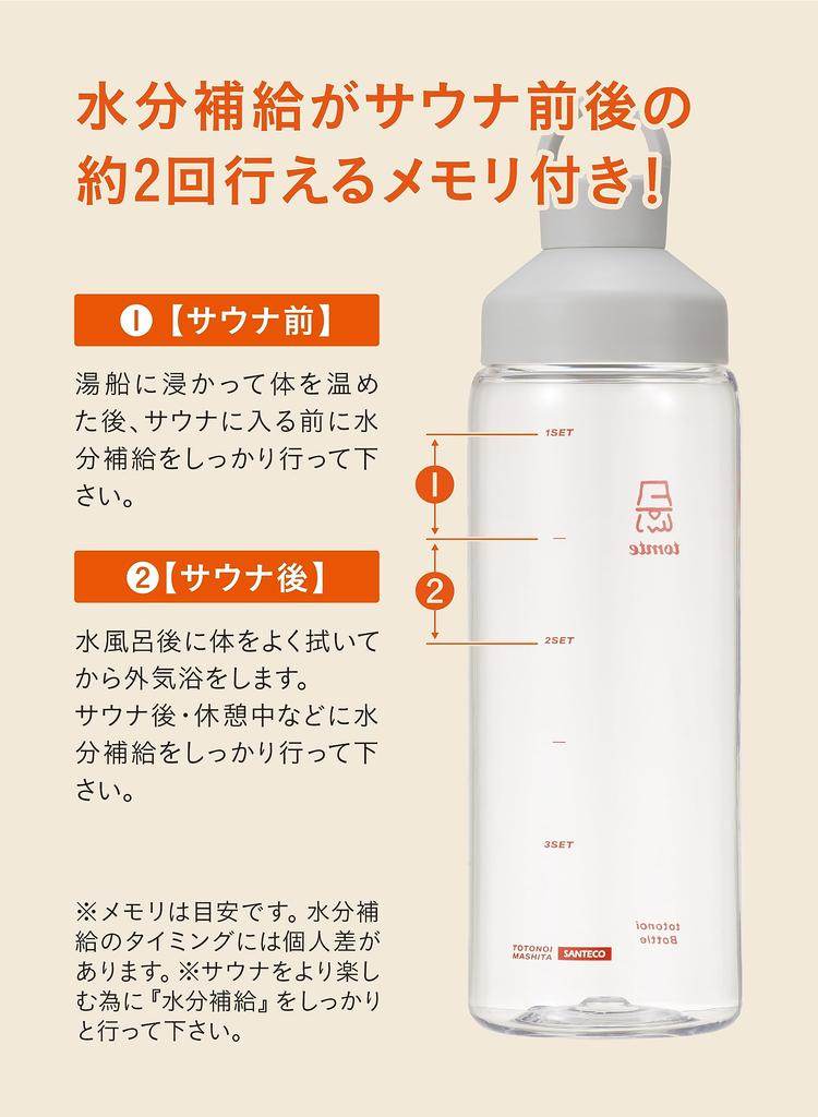 CB JAPAN Water Bottle, White, with Memory Stick, 1 Liter, Lightweight, Portable, Made of Tritan, BPA-Free, My Sauna Tonoi Bottle, Tomte