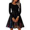 Women's Casual Fashion Round Neck Long Sleeve Christmas Printed Party Vintage Long Dresses
