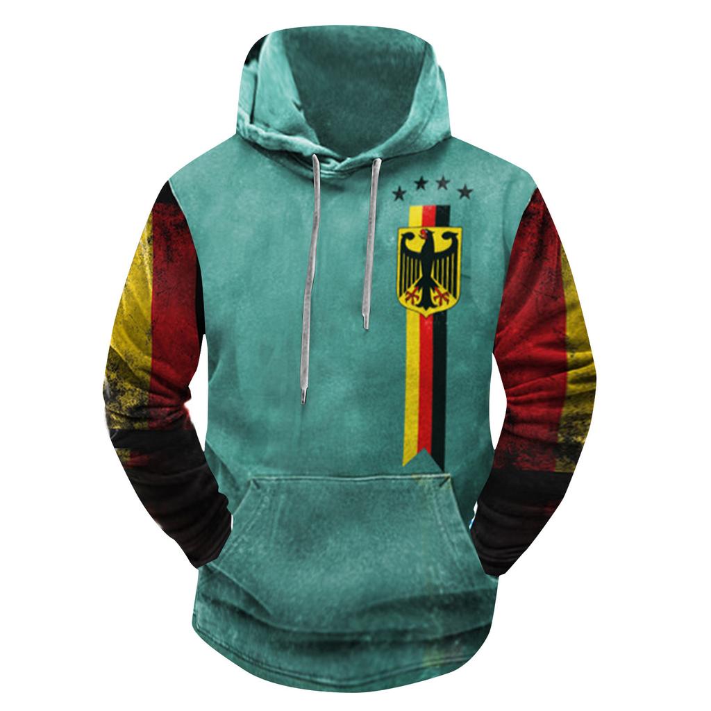 Модный свободный мужской и женский свитер с капюшоном с длинным рукавом и принтом