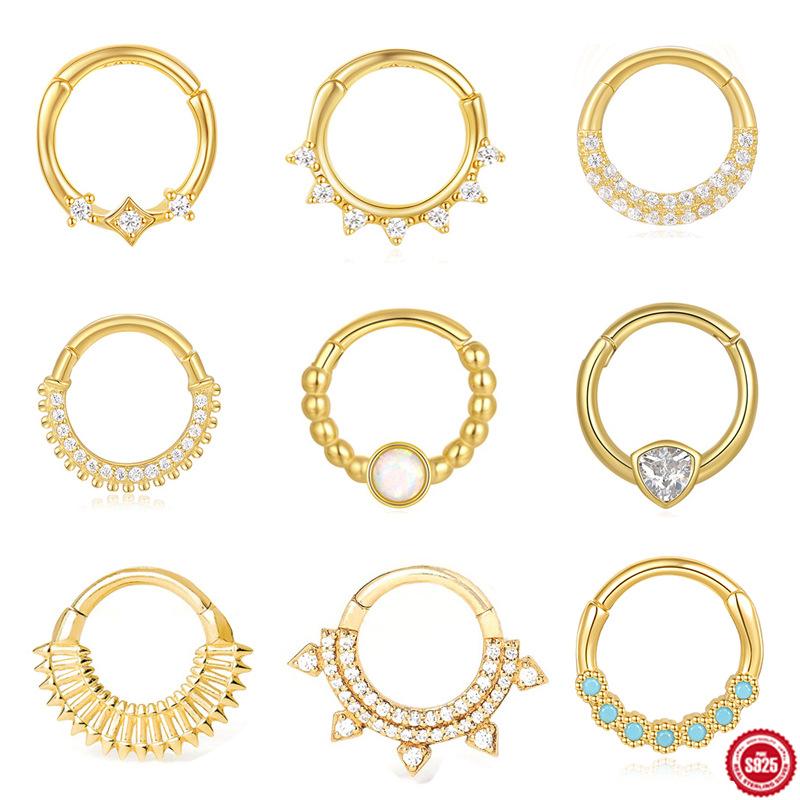 Серьги для пирсинга хряща Wind S925 Sterling Silver Star Diamond Temperament, пряжка для ушей, кольцо для носа, двойное назначение