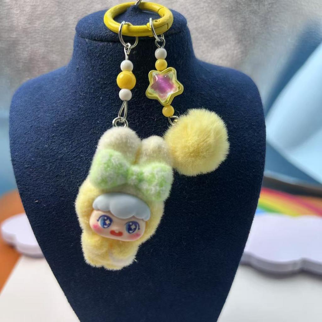 Мультяшная флокированная кукла, брелок-подвеска, милая кукла, DIY аксессуары, подвеска для украшения мобильного телефона