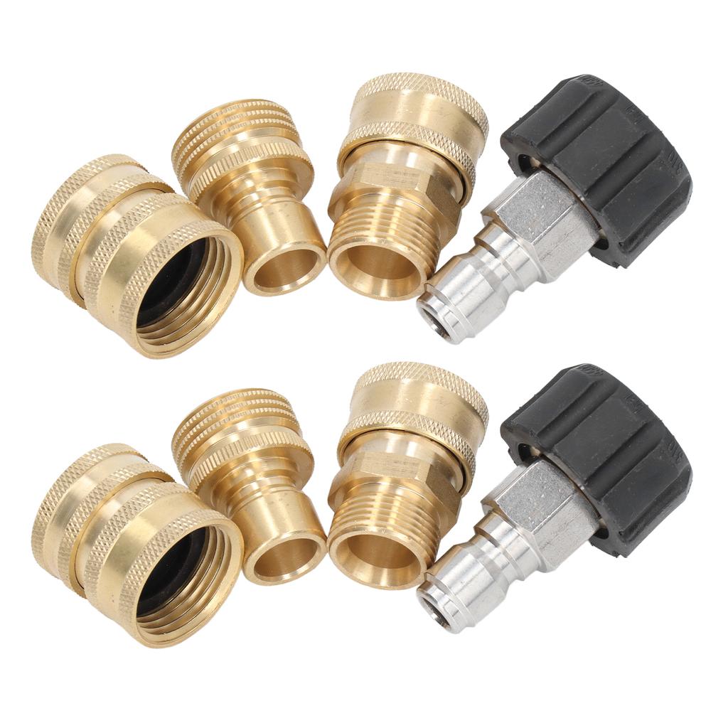 8pcs Pressure Washer Adapter Set Quick Coupler Fittings Metal Quick Connector for Car Washer