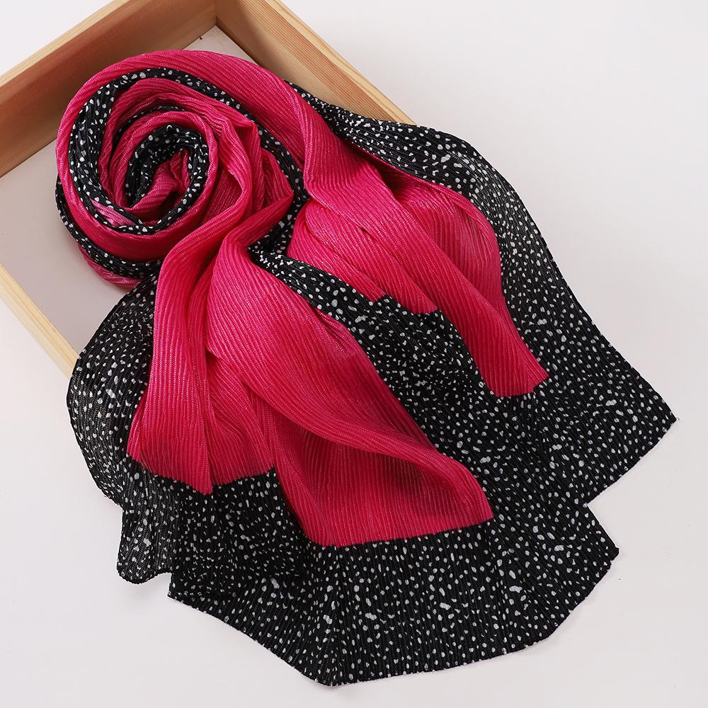 New Women's Bag Head Printed Yarn Scarf, Malaysian Wrinkled Splicing Fashion Package Headscarf