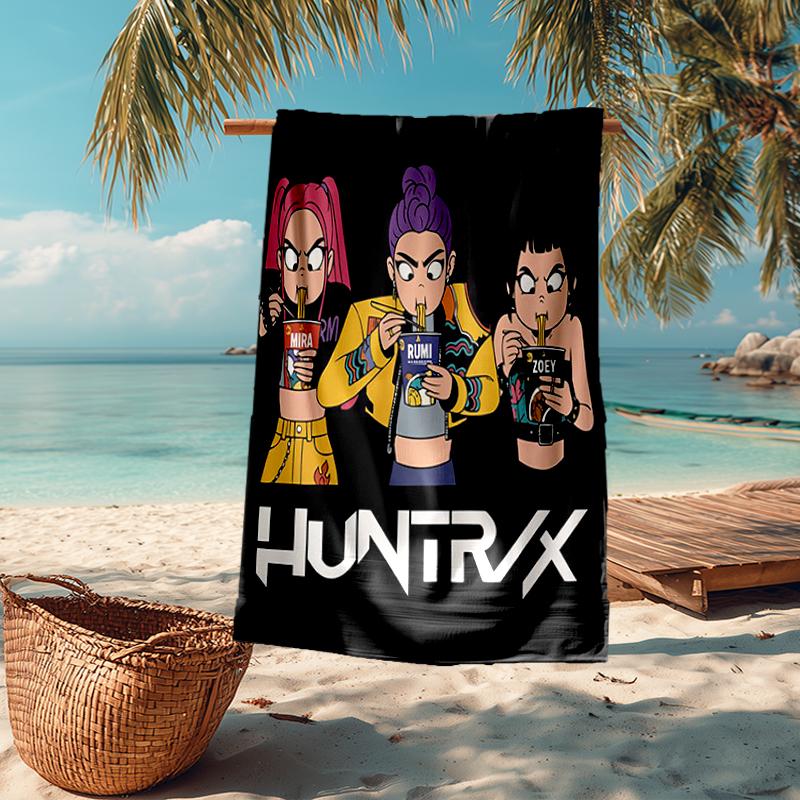 Ultra-Soft Beach Towel with KPop Demon Hunters Theme,Ideal for Pool - Camping, Diving - Perfect Travel Essential, Vibrant Beach Towel.