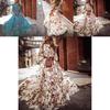 Women Sexy Long Sleeve Sundress Floral Printed Maxi Dress For Elegant Evening Events