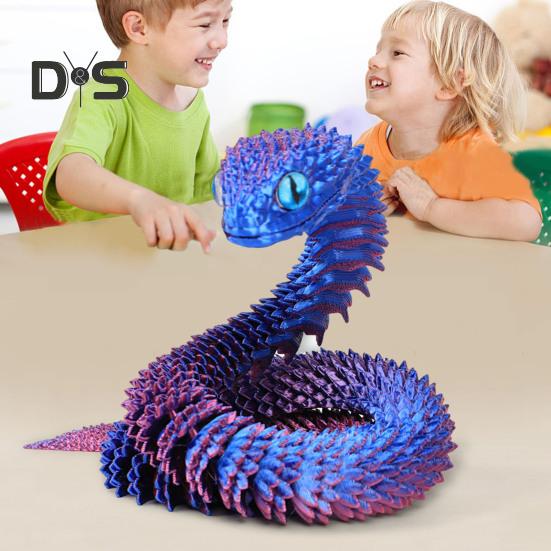 3D Printed Animals Articulated Simulated Snake Stress Relief Toys Realistic Flexible Snake Fidget Toy Tabletop Ornament for Kids Adults
