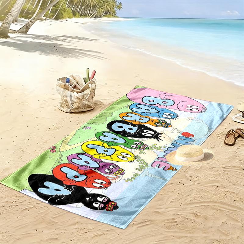Custom Name,Barbapapa Print Beach Towel, Large Soft Quick Dry Towel for Beach Camping Swimming