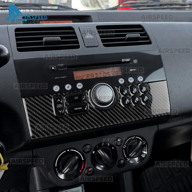 Настоящая мягкая наклейка из углеродного волокна для Suzuki Swift ZC31S 2005 2006 2007 2008 2009 2010 LHD RHD Рамка отделки кнопок CD на центральной консоли автомобиля