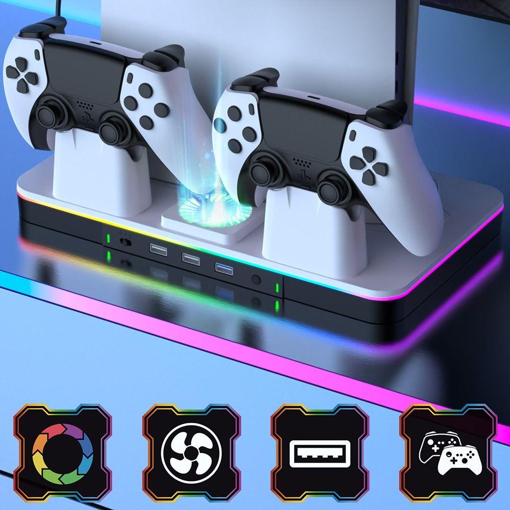 С держателем для наушников, подставкой для зарядки контроллера, RGB-подсветкой, охлаждающей подставкой для PS5/PS5 Slim